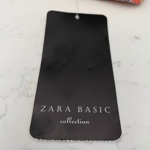 Zara Basic Collection Drop Shoulder Oversized Tunic Top Blue Wht Org Sz S NWT - Picture 11 of 12